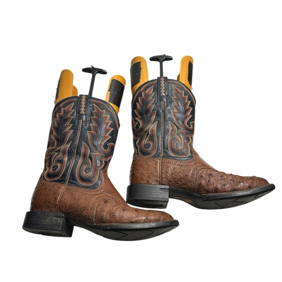 Ariat ostrich Brown and Black Western Boots - Picture 2 of 13